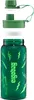 The image shows a disassembled dark green ergobag water bottle with a lightning bolt pattern, with its cap and lid separated. Voir les images du produit