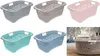 A collage of different colored laundry baskets, with one basket shown in a more natural setting. Produktbild-Vorschau