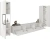 A modern white living room furniture set, including a tall cabinet and a long media console with open compartments. Náhled obrázku produktu