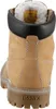 The back view of a tan boot with a black collar and white lining. Produktbild-Vorschau