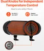 A close-up marketing image of a dual-purpose electric grill and hot pot, highlighting its independent temperature control features. Produktbild-Vorschau