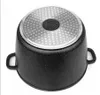 The bottom of a black pot with a speckled finish is shown against a white background. The base of the pot is metallic with a pattern of small circles. Náhled obrázku produktu