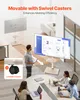 A modern office or meeting room setting with a large TV on a stand, people working around a table, and a smaller inset image showing casters. Podgląd zdjęcia produktu