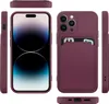 Multiple views of a raspberry-colored iPhone 15 Pro Max case with a card slot. Produktbild-Vorschau