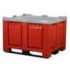 3 Stück Palettenboxen mit Deckel 680l 1200x1000x790 mm Rot  Produktbild-Vorschau 2