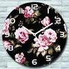 Wanduhr aus Glas Rund fi 30 Dunkle Blumen Rosa Quarz Deko Produktbild-Vorschau 1