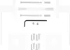 A collection of hardware components for a door handle set, including screws, an Allen wrench, and mounting plates, laid out on a white background. Produktbild-Vorschau