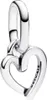 A silver heart-shaped charm is shown against a white background. Produktbild-Vorschau