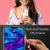 A woman holding a phone, with a close-up of a phone screen and a hand demonstrating a phone case feature. Produktbild-Vorschau