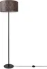 A floor lamp with a patterned lampshade is shown against a white background. Produktbild-Vorschau
