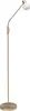 A floor lamp with a gold-colored metal stand and a white glass shade. Produktbild-Vorschau