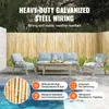 An outdoor furniture set with a bamboo fence backdrop and a pool in the foreground. Voir les images du produit
