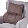 A brown lumbar support pillow is placed on a gray armchair. Náhled obrázku produktu
