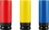 Three colored socket wrench extensions are displayed side-by-side against a white background. Produktbild-Vorschau