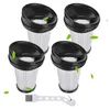 Four vacuum cleaner filters and a small cleaning brush are arranged on a white background. Produktbild-Vorschau