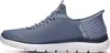Side view of a blue Skechers slip-on sneaker. Náhled obrázku produktu