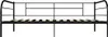 A black metal bed frame with wooden slats, shown from the front against a white background. Náhľad obrázku produktu