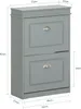 A grey two-door shoe cabinet with dimensions indicated on the image. Produktbild-Vorschau