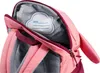 A close-up view of the inside of a pink backpack, showing a name tag. Produktbild-Vorschau