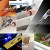 A collage of images showing a mini vacuum cleaner being used in various settings, including a car interior, on a keyboard, and on a sofa. Produktbild-Vorschau