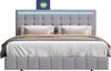 A bed with a tufted headboard and LED lighting. Produktbild-Vorschau