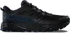 Schwarzer La Sportiva Lycan GTX Schuh mit blauen Details und Profilsohle in Seitenansicht Anteprima dell’immagine prodotto