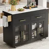 Isola da cucina mobile Merax su ruote con tavolo da pranzo Anteprima dell’immagine prodotto 2