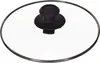 A glass pot lid with a black handle is shown against a white background. Anteprima dell’immagine prodotto