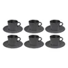 Six coffee cups with saucers arranged in two rows of three. Produktbild-Vorschau