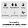A graphic displaying features of wireless earbuds with icons and text. Produktbild-Vorschau