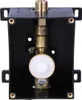 A close-up, front-facing view of a black plastic housing containing a brass valve mechanism and a white component. Produktbild-Vorschau