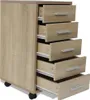A wooden filing cabinet with five drawers on wheels. Náhled obrázku produktu