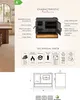 A product information sheet for a wood-burning stove, featuring characteristic features and technical data, along with a diagram of the stove. Produktbild-Vorschau