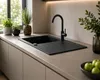 Granitspüle 76x44 cm mit Armatur Schwarz Gesprenkelt – Produktbild-Vorschau 10