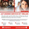 A collage featuring a woman working on a bicycle and a woman wearing a headset, with promotional text about services. Produktbild-Vorschau