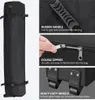 A black pop-up tent bag with features highlighted. Produktbild-Vorschau