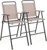 Two beige folding chairs with black frames are shown against a white background. Produktbild-Vorschau