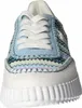 A close-up front view of a blue and multi-colored sneaker. Náhľad obrázku produktu