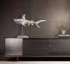 FineBuy Dekofigur Hai Aluminium Silber Maritim 70 cm mit Produktbild-Vorschau 2