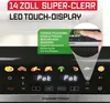 A close-up marketing image of an air fryer's control panel, highlighting its LED touch display and various cooking icons. Produktbild-Vorschau