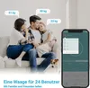 A family and their dog are sitting on a couch, with a smartphone displaying a weight tracking app in the foreground. Produktbild-Vorschau