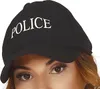 Close-up of a woman wearing a black cap with the word "POLICE" printed in white. Anteprima dell’immagine prodotto