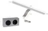 A product shot of a vanity light and a power outlet with dimensions indicated. Produktbild-Vorschau