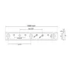 Technical drawing of a mounting rail with dimensions and hole specifications. Produktbild-Vorschau