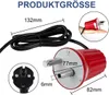 A product image showing a grill motor with dimensions and a close-up of the plug. Produktbild-Vorschau