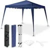 A blue pop-up canopy tent with its accessories laid out on a white background. Podgląd zdjęcia produktu
