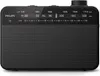 A black Philips portable radio is shown from the front. Voir les images du produit