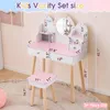 FCH Tavolo da trucco per bambini con sgabello, 4 cassetti, Anteprima dell’immagine prodotto 4