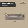 A dog bed with dimensions indicated by text overlays. Produktbild-Vorschau