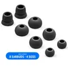 A set of black silicone earbuds of various sizes arranged on a white background. Produktbild-Vorschau